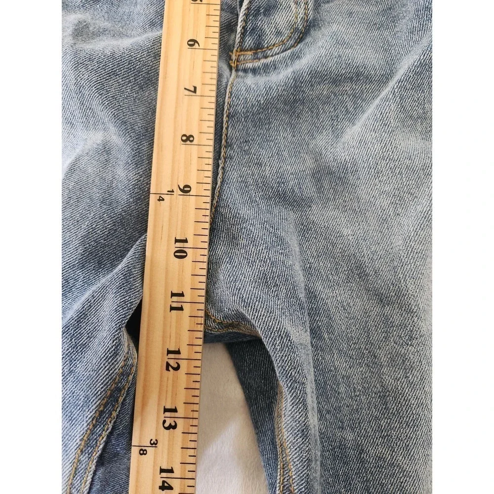 Avec Les Filles Med Wash Distressed Straight Leg Sz 31 button fly beach boho - Picture 11 of 12